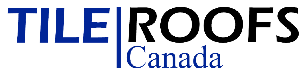 Tile Roofs Canada logo featuring bold black and blue lettering with transparent background.