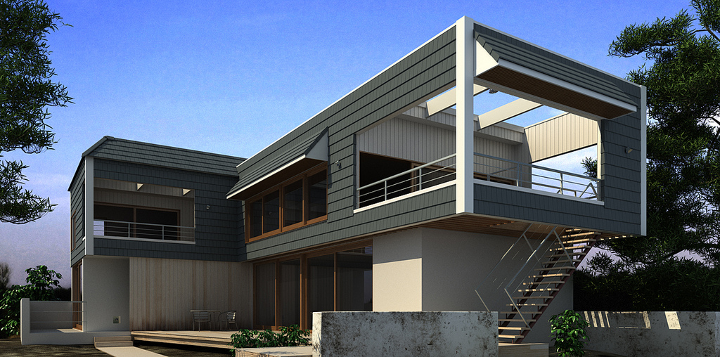 Vertical clay tile modern home