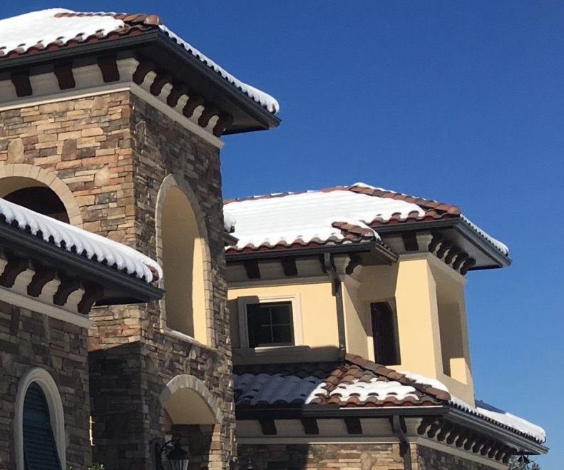 Concrete roof snow covered