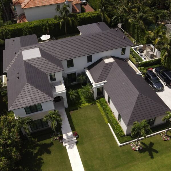 Dark colored flat clay tile